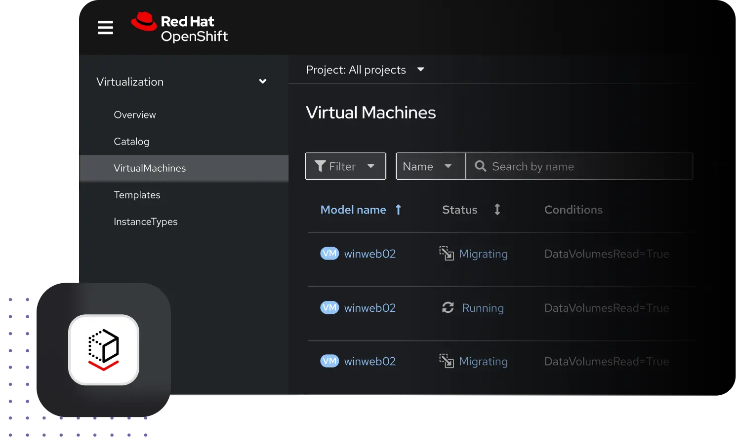 Red Hat OpenShift Virtualization Engine screenshot
